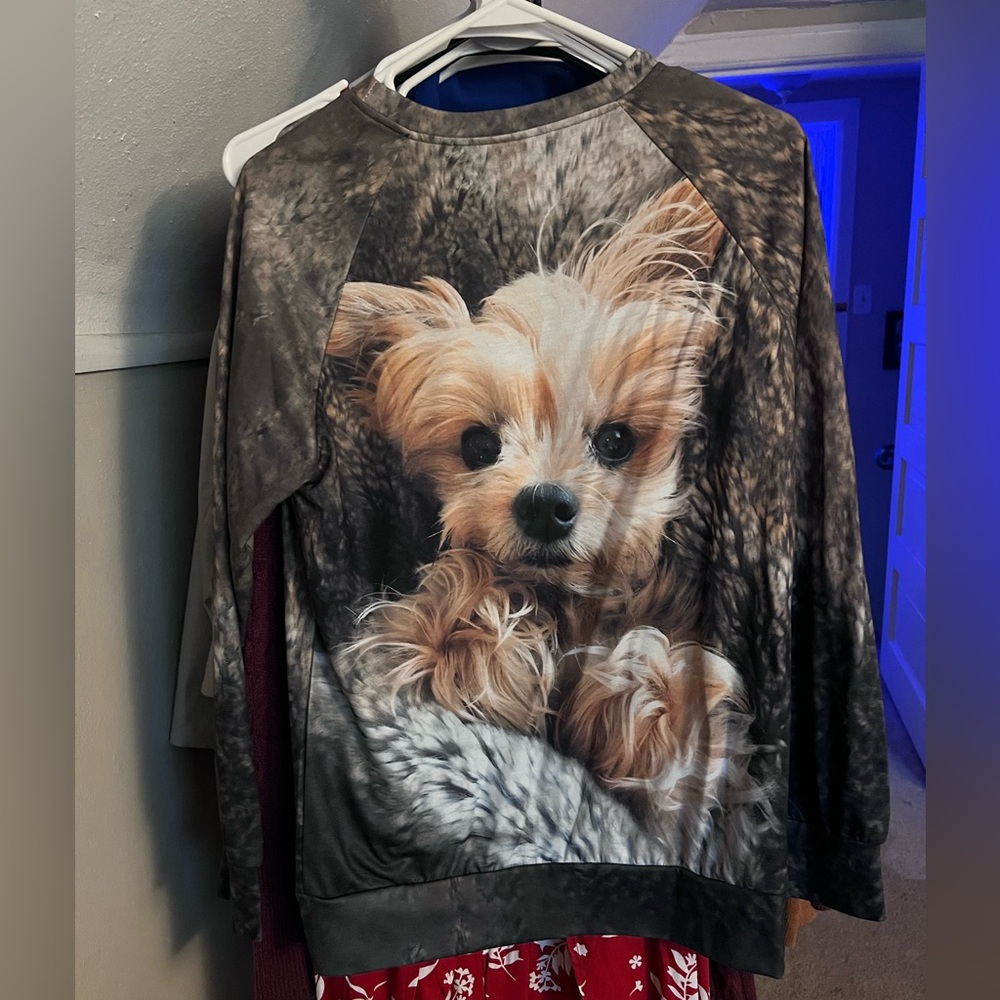 Cozy Dog Print Sweatshirt - Brown